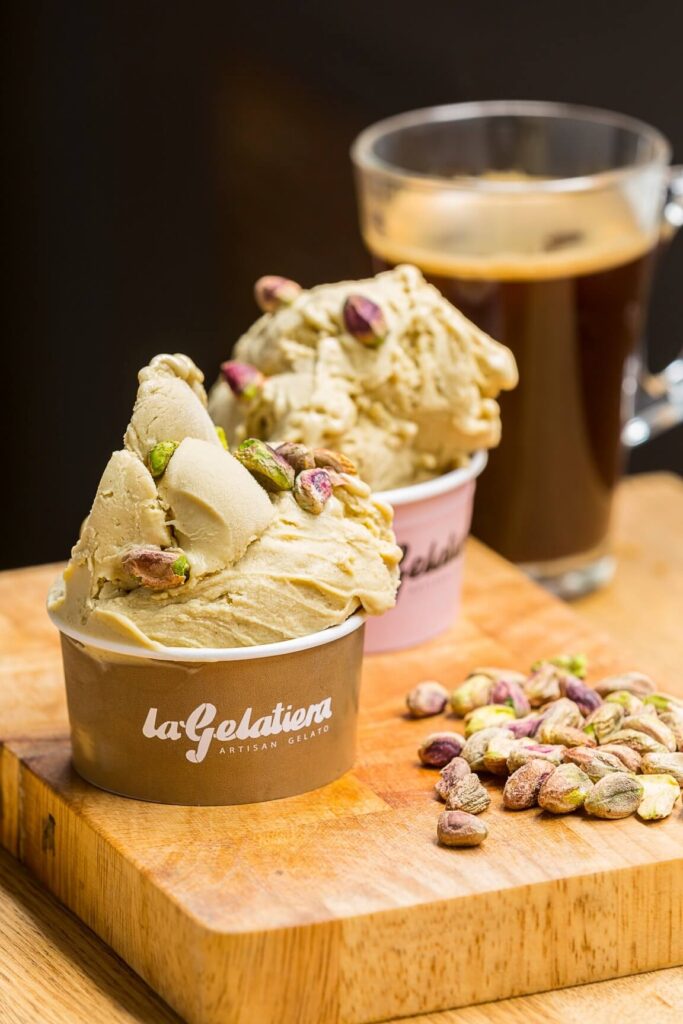 Pistachio gelato in tub