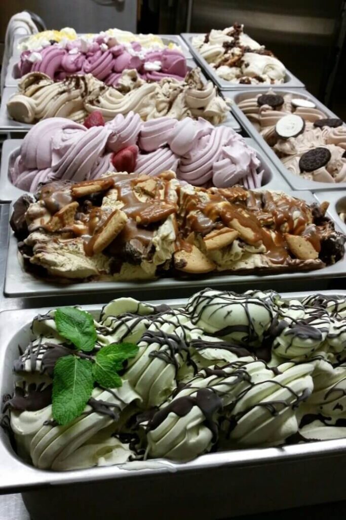 A mix of gelato flavours