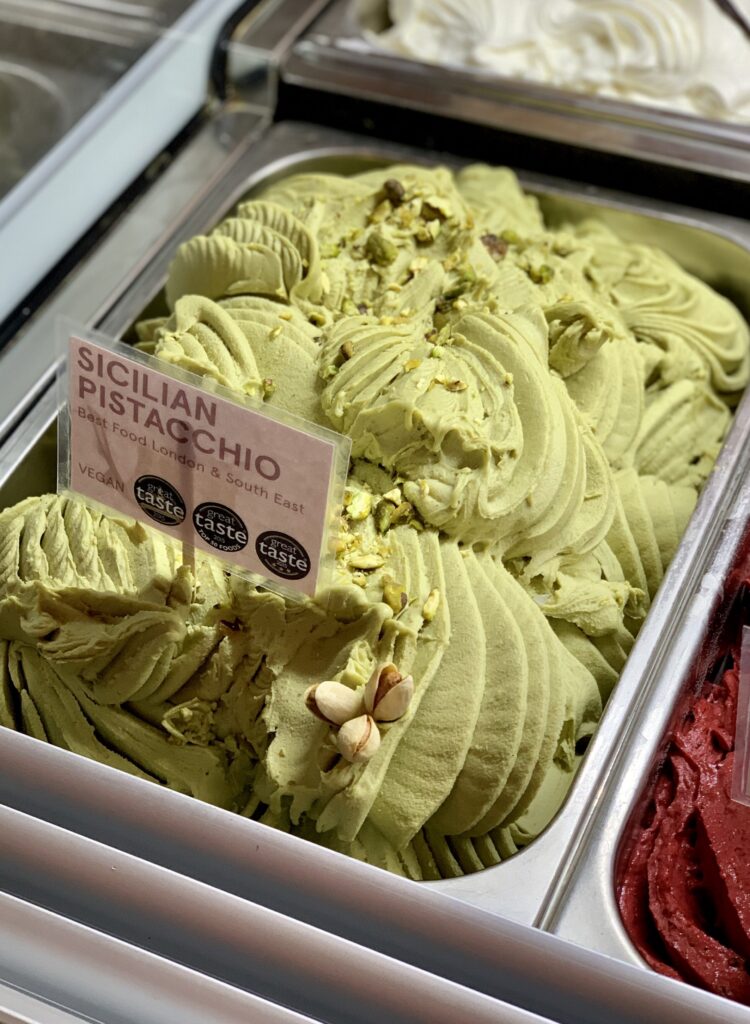 Authentic Sicilian Pistachio Gelato made fresh daily using natural ingredients at La Gelatiera London.