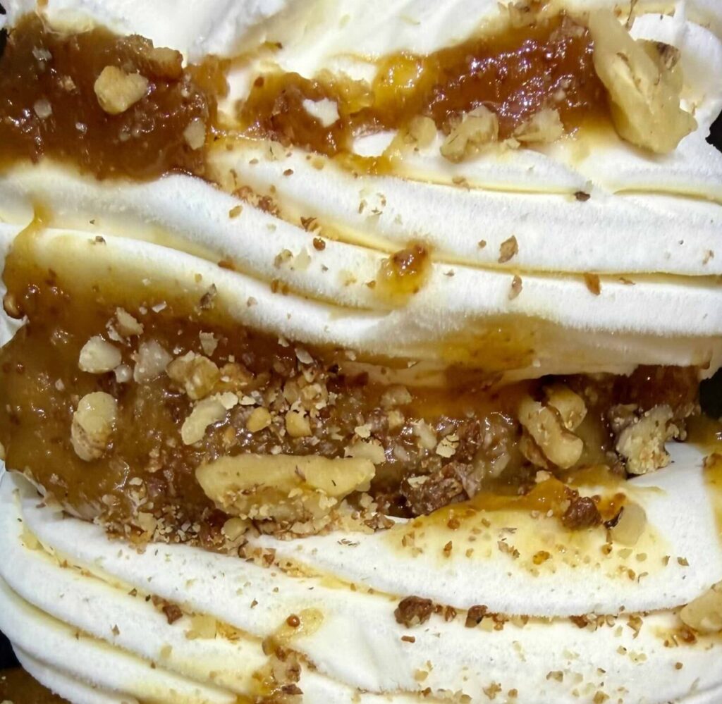 Freshly made artisan fig and walnut gelato at La Gelatiera London